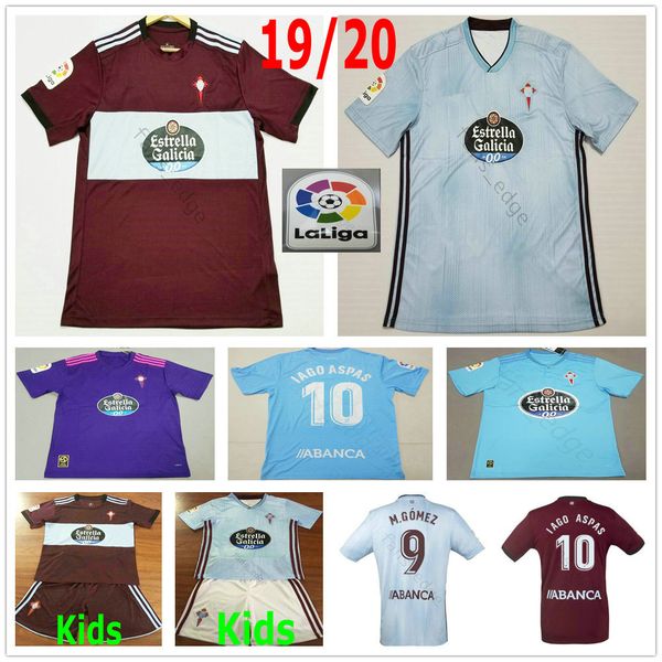 

2019 2020 celta de vigo football jerseys 9 m.gomez 10 iago aspas f.beltran custom blue brown and kids soccer shirt, Black;yellow
