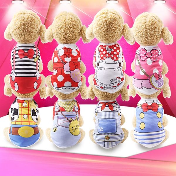 

cartoon pet dog clothes summer cotton puppy t shirt clothing for small dogs chihuahua french bulldog shirt vest cat costume coat an1918