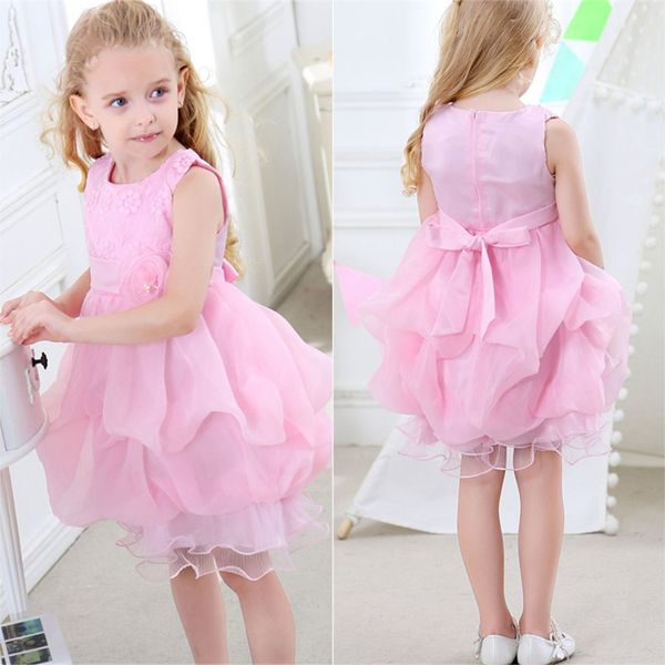 

kids clothes summer girls dress 2020 baby girl sleeveless flower dresses toddler princess wedding party tutu red white vestidos, Red;yellow