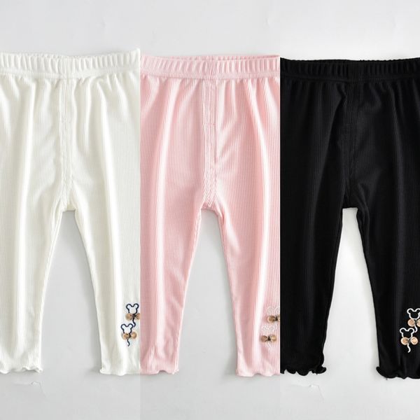 

2020 girls leggings ribbed ankle-length pants wearhead bow thin leggings panty children's panty children's pants, Blue