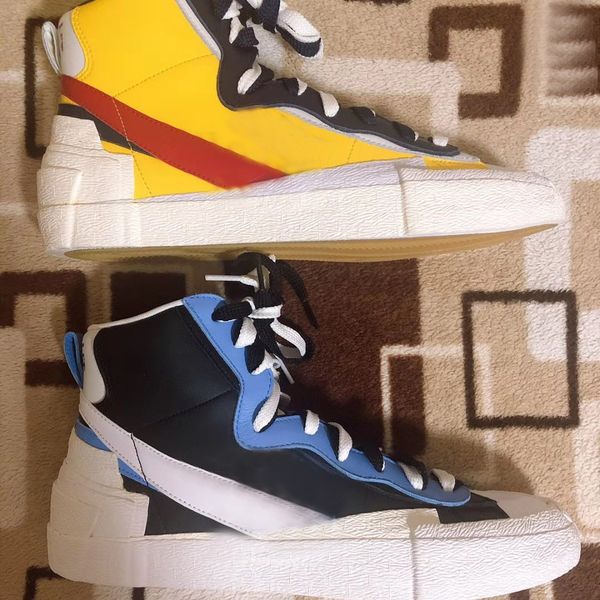 

wholesale authentic sacai x mid blazer yellow varsity red maize white blue men basketball shoes sports sneaker, Black