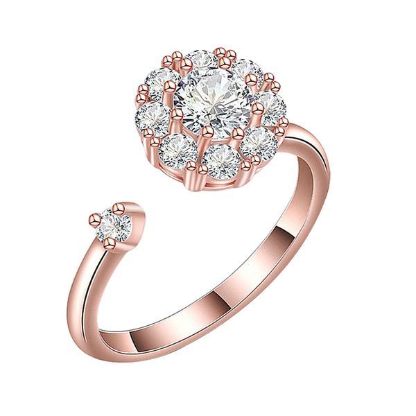 

1 piece rotating engagement wedding cubic zircon open adjustable, Golden;silver