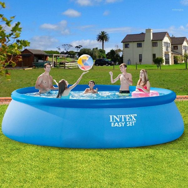 

intex large family swimming pool inflatable pool heightening thickened children's play folding fish1