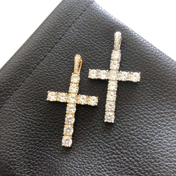 

кубический циркон крест кулон с теннисной цепочкой, Bronze;silver