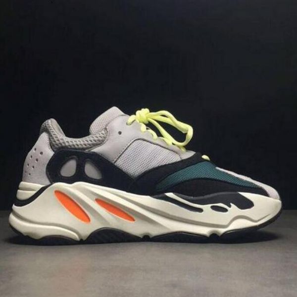 

kanye west wave runner 700 v2 grey mens women solid grey chalk white core black sneakers size us5-11.5