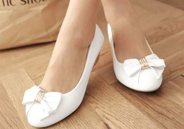 

2020 women's shoes in spring and autumn with new style slope heel round head bowknot@7094, Black