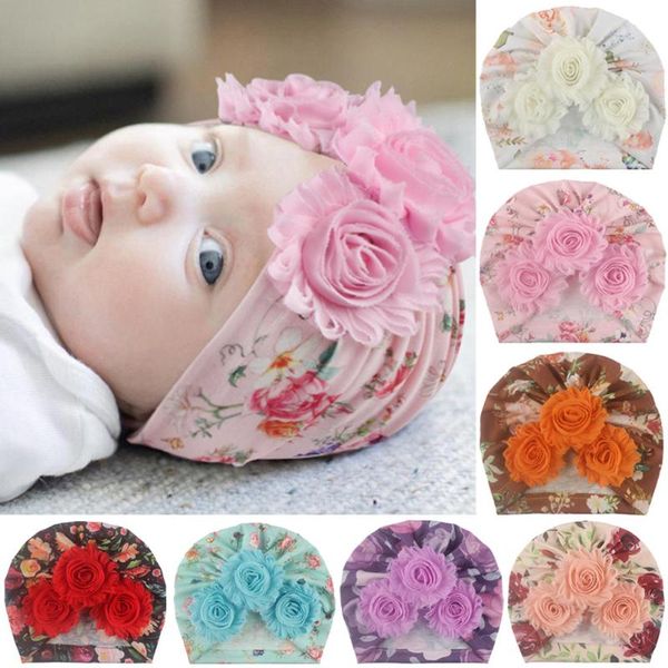 

милые девочки цветок шапочки младенческой хлопок мягкий хлопок шляпы узел шляпа шапки для малышей дети новорожденных детей фотографии шапки, Yellow