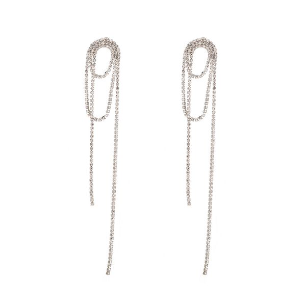 

new exaggerated creative long chain tassel earrings super fairy temperament earrings female, Golden;silver