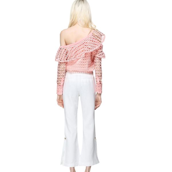 

women casual summer t shirt 2019 t-shirt korean fashion clothing hollow out off shoulder irregular long sleeve blousey49, White