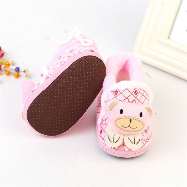 

baby shoes winter baby snow boots toddler shoes girl knitted cartoon bear infantborn footwear #e, Black;grey