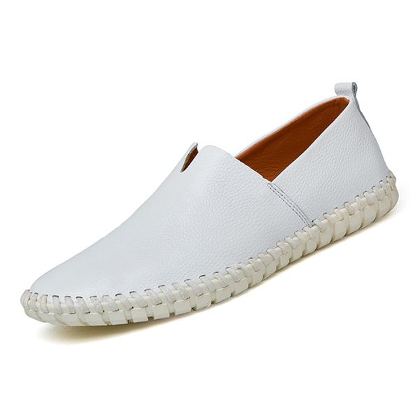 

big size men genuine leather shoes slip on black shoes real leather loafers mens moccasins italian designer