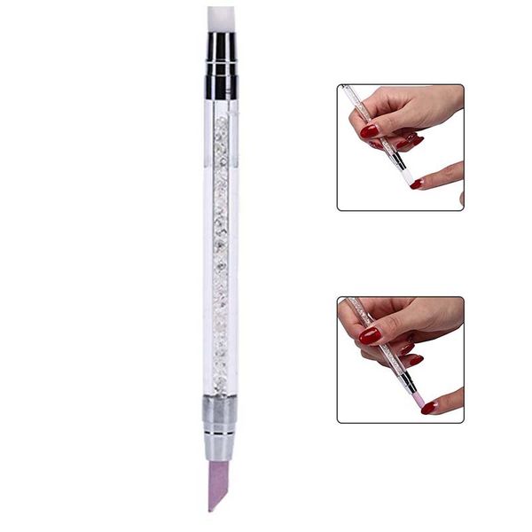 

1pcs double-end quartz nail cuticle hangnails remover washable dead skin pusher trimmer manicure nail art tool grinding rods