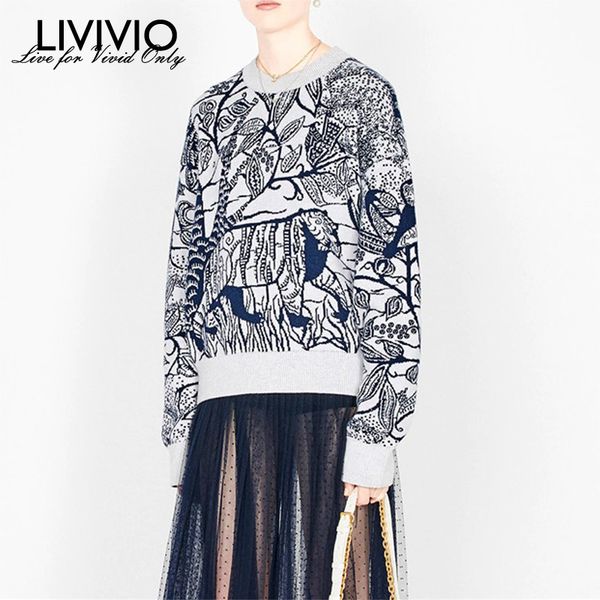 

livivio] round neck long sleeve knitted pullovers women sweaters female casual autumn winter fashion new, White;black