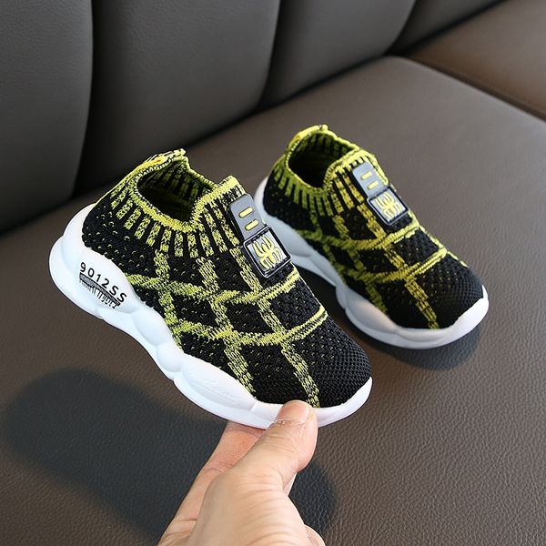 

new children casual shoes for boys kids girls sneakers breathable anti-slip plaid print shoes toddler soft soled shoes, Black