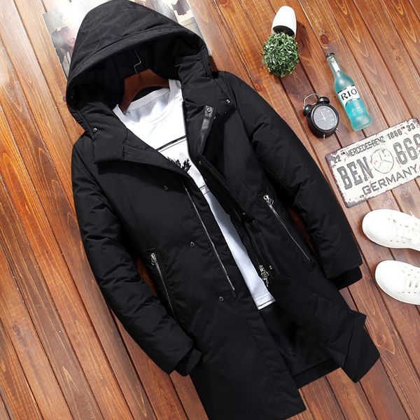 

2019 new men duck down jacket winter jacket thick long down coat brand mens coat parka ing, Black