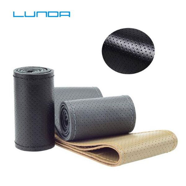 

lunda diy genuine leather steering wheel cover soft sew steering cover classical car wheel for diameter 38cm