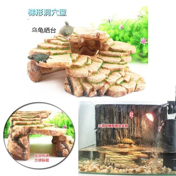

turtle cave platform turtle balcony crawler supplies aquarium fish tank landscaping decoration pet climbing box escape house large turtle ca