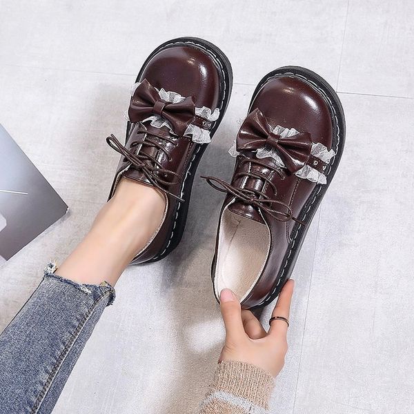 

nurse shoes oxfords women's british style casual female sneakers soft bow-knot round toe flats nursing leather cross preppy, Black