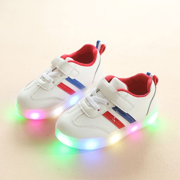 

new brands fashion european baby casual shoes cool baby sneakers led lighted 5 stars girls boys footwear, Black