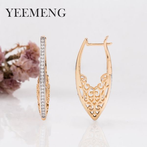 

yeemeng new arrivals hollow shining cubic zircon hoop earrings u shape gold color big hoop earrings for women female, Golden;silver