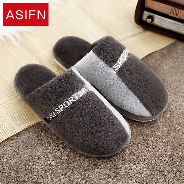 

asifn men's cotton slippers indoor winter plush soft bottom warm home female slipper male couple thick bottom zapatos de mujer, Black