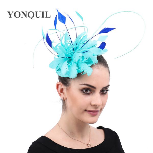 

fancy show hair fascinator with fancy feather flower headpiece with hair clip bridal wedding race headwear formal party hats