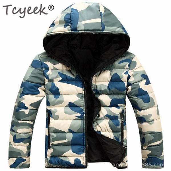 

tcyeek winter jacket men clothes 2019 fashion camouflage coat thick warm down cotton parka hombre casual streetwear lw1231, Tan;black