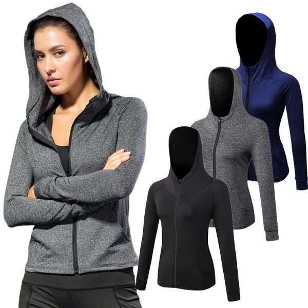 

running sets women hooded jackets sport hoodie raglan long sleeves pockets workout exercise gym sweatshirt casual activewear, Black;blue