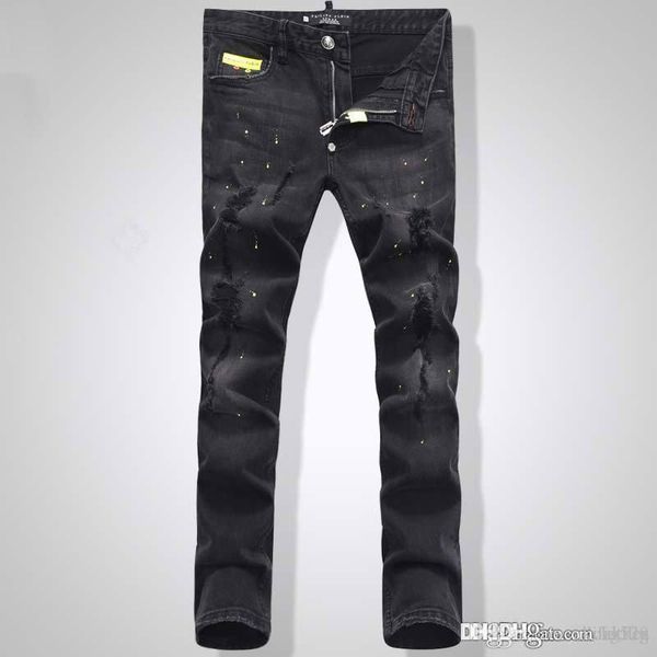 

2020 mens designer skinny jeans designer pants mens distressed ripped jeans designerexplosion trend broken holemen designer pants, Blue
