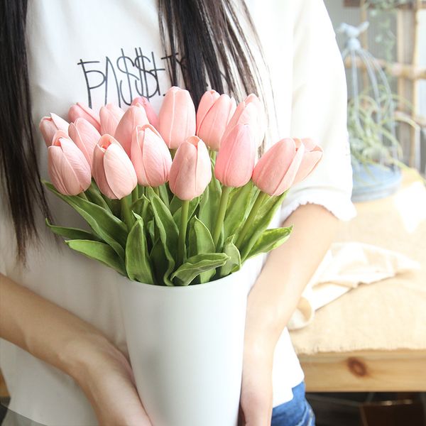 

10pcs mini tulip artificial flower real touch artificial bouquet fake flower for wedding decoration flowers home garden decor