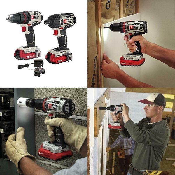 

Porter cable pcck602l2 20v max lithium ion 2 tool combo kit kit black