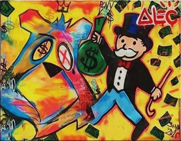 

wall art large picture home decor handpainted &hd print alec monopoly oil painting on canvas graffiti art money bag 191007