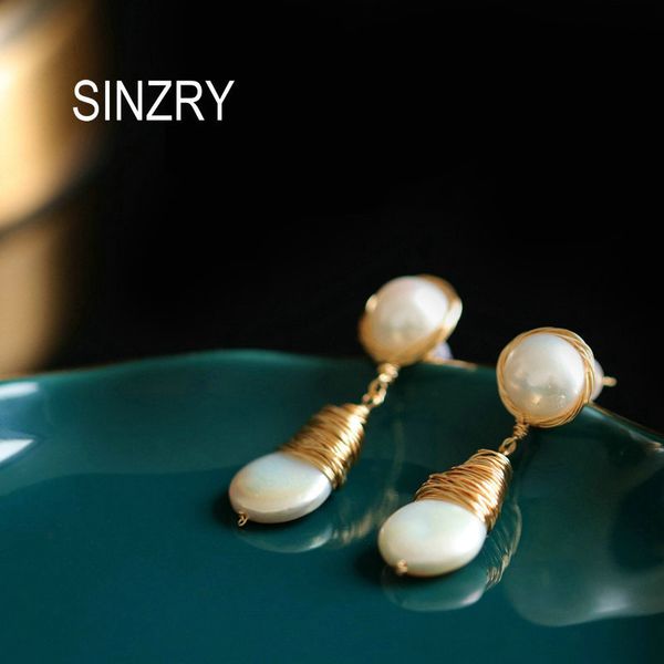 

sinzry ale baroque natural freshwater pearl handmade vitnage earring fashion personality dangle earrings, Silver