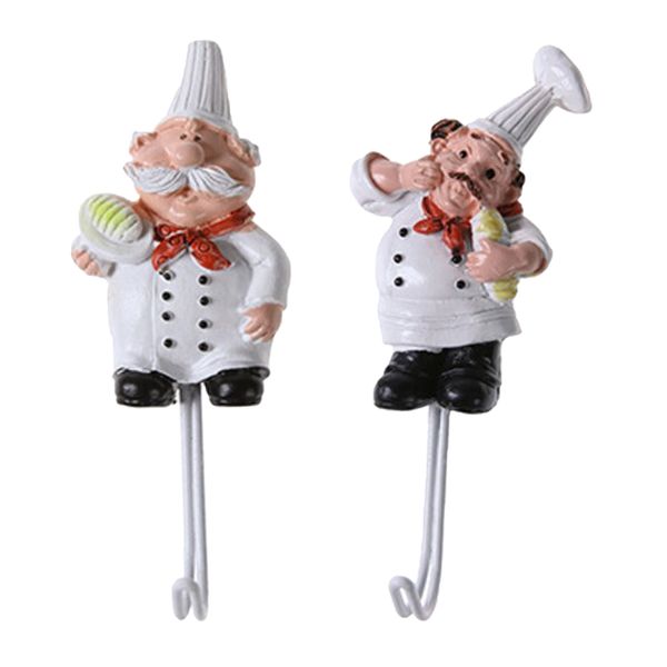 

2x kitchen cartoon chef style resin storage wall hanger hook bath towel rack
