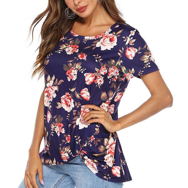 

solid botton knot sleeve tee shirts crew neck short 220114 t shirts color summer women clothes shirt natee, Black