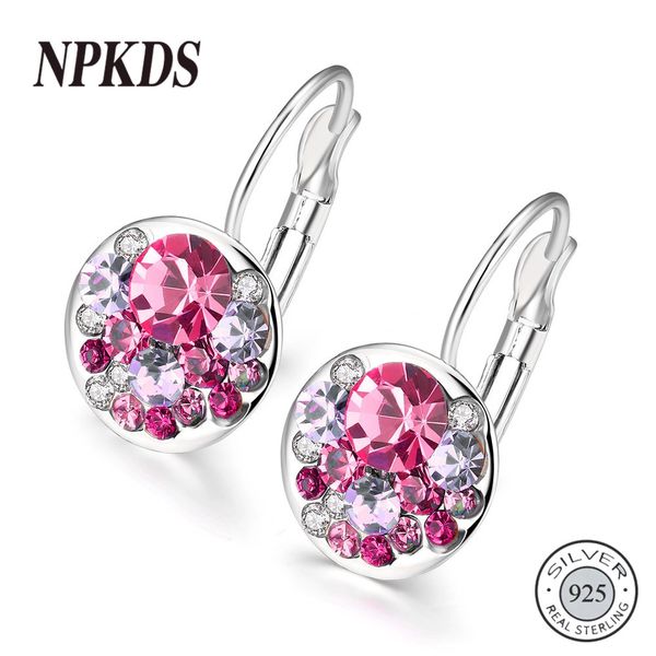 

npkds s925 стерлингового серебра кристаллы сердце серьги сережки сделано с австрийскими элементами для день матери женщин подарок lch654sr00, Golden;silver