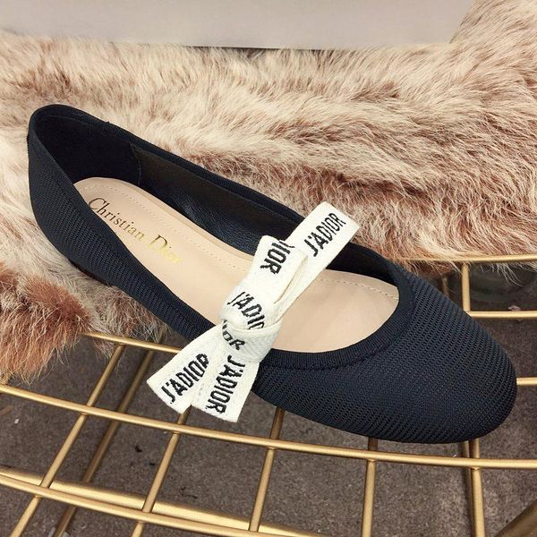 

2019 new flat bottom ladies flat casual shoes mesh woven bow decoration brand leather original qr, Black