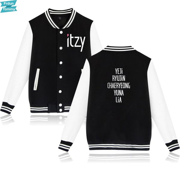 

itzy baseball jackets women sweatshirt cotton fleece pink men/women fashion 2019 jacket baseball uniform plus size new, Black;brown