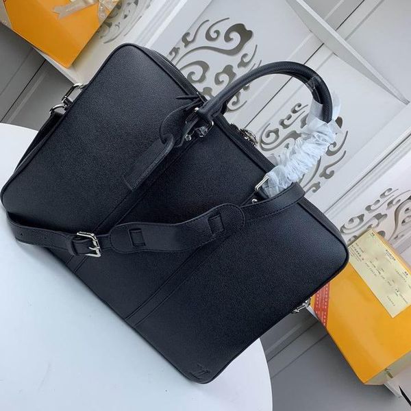 

brand designer luxury mens business briefcase shoulder lapbag new fashion lvs black leather handbag crossbody messenger bags for men man