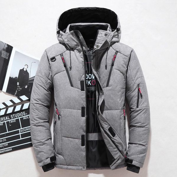 

men's brand down jacket fashion personality zipper pocket 2019 winter new youth clothing thick warm hooded loose down jacket, Black