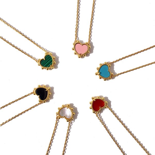 

cute heart charms necklace for women classic natural stone gold color luxury love heart pendant necklace gift for her, Silver