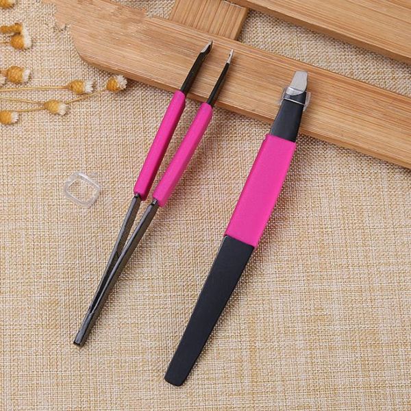 

stainless steel sandblasted silica gel comfortable beveled eyebrow clip tweezers eyebrow clip thickening makeup fast shipping f3719