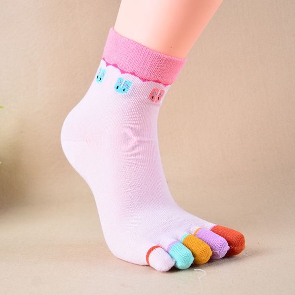 

3 pairs casual patchwork cute socks finger 5 fingers kawaii toe socks for women, Black;white