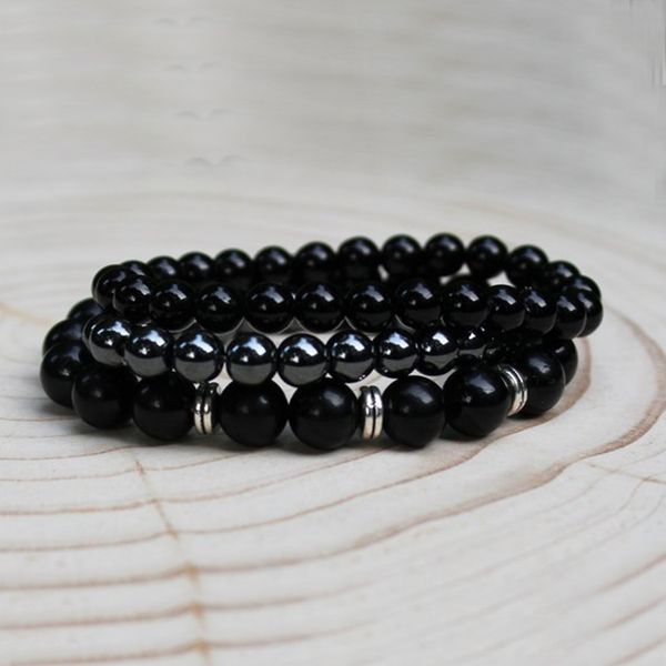 

mens stackable bracelet set of 3 bracelets with obsidian & hematite healing energy bracelet mala jewelry for men, Golden;silver