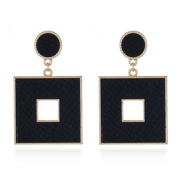 

cpop 5 узоров леопард искусственная кожа серьги квадратная полая форма подвесные серьги на крючках новая мода ювелирные изделия женские аксе, Silver