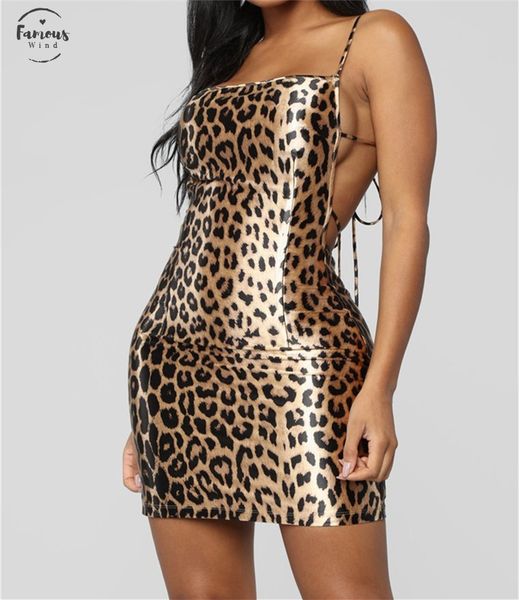 

backless hollow out bodycon dresses 2020 autumn women fashion club leopard print mini club dress, Black;gray