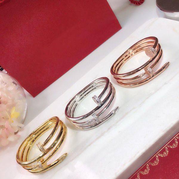 

popular brand screw fashion nail gold bracelet ladies bracelet trend the gift luxury quality jewelry three ring bracelet ing, Black