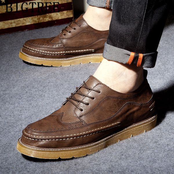 

designer shoes men formal dress brogue shoes men brand casual leather zapatillas hombre erkek ayakkabi, Black