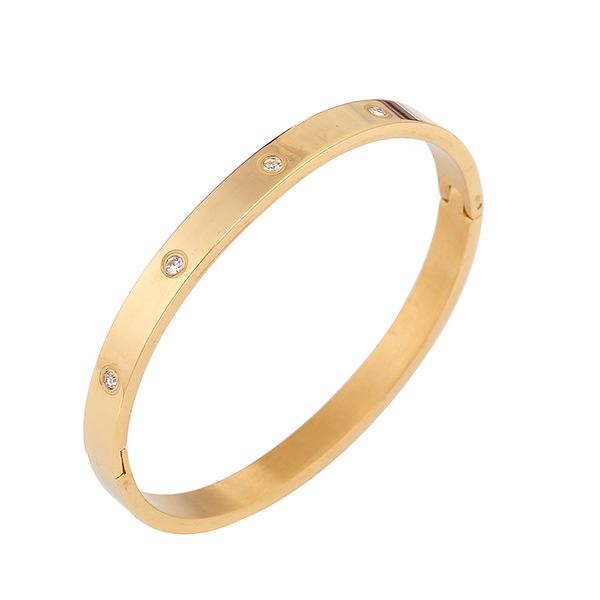 

wedding love jewelry lady bangles popular in europe and the united states 18k gold stainless steel zircon inlay bracelet, Black