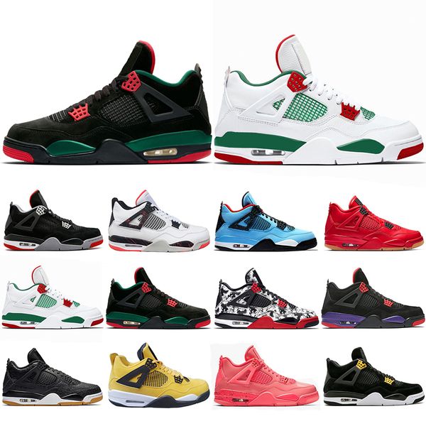 

2019 Bred Tattoo 4 IV 4s Men Basketball Shoes Travis Pizzeria Singles Day Black cat mens trainers designer Sports Sneakers US 7-13